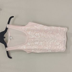 Pink express tank top with white sequin pattern